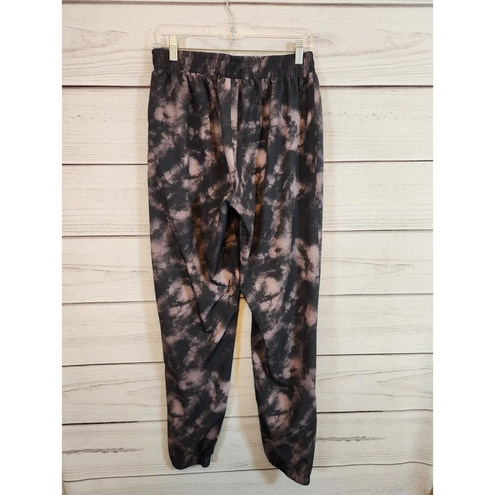 Old Navy Womens M Tall Black Tie‎ Dye StretchTech Joggers Zip Pocket Ankle Zip